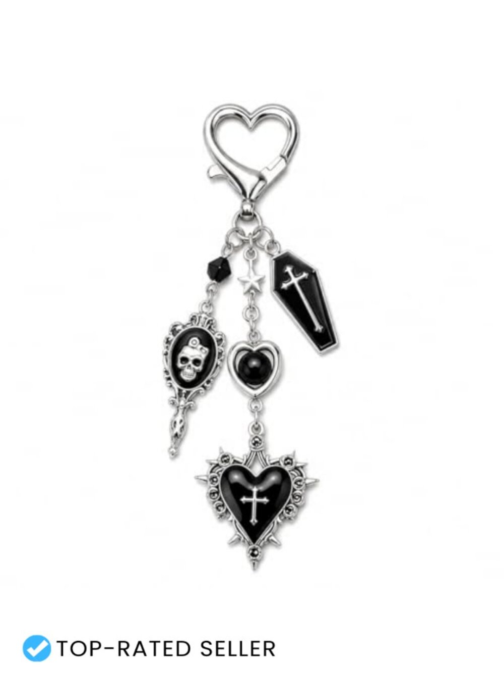 Gothic Skeleton Cross Dice Keychain Bag Charm Punk Y2K